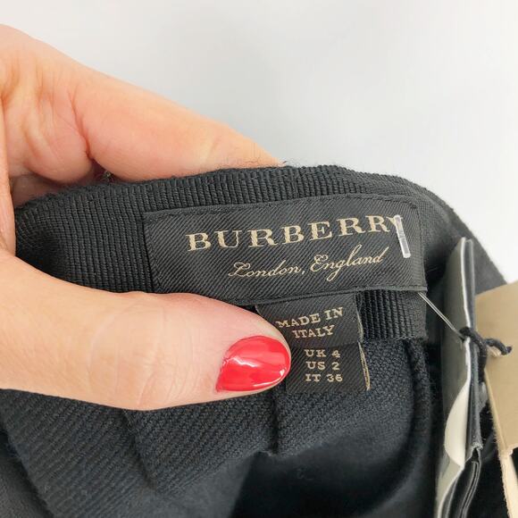 BURBERRY Women's Asymmetrical A-line Skirt Size 2 Black Knee Length Pleated NWT - Picture 12 of 13